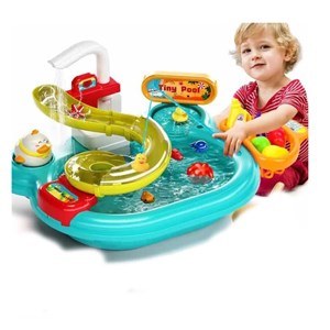اسباب بازی سینک ظرفشویی و سرسره ماهی آبی Dream Play Pool 2 in 1_اسباب بازی لوازم خانگی